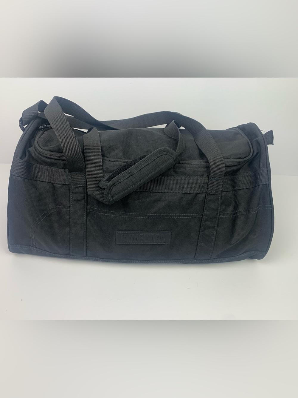 Gymshark Black Small Duffel Bag Polyester Zip Adjustable Strap Logo Gym Sports